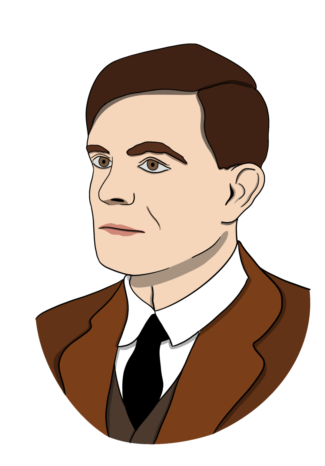 portrait drawing of Alan Turing