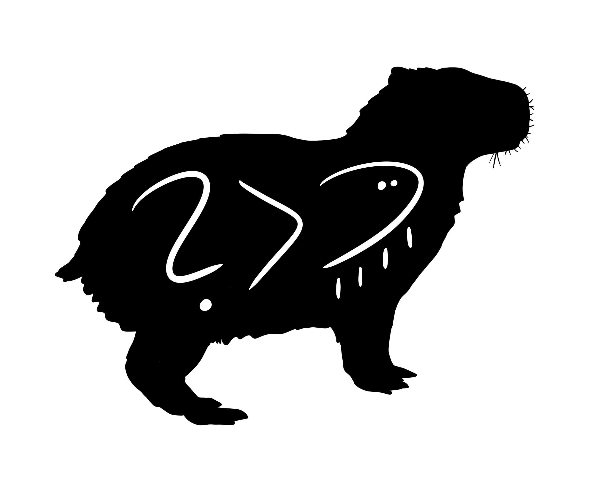 drawing of a Capybara silhouette with 'seme li soweli' text