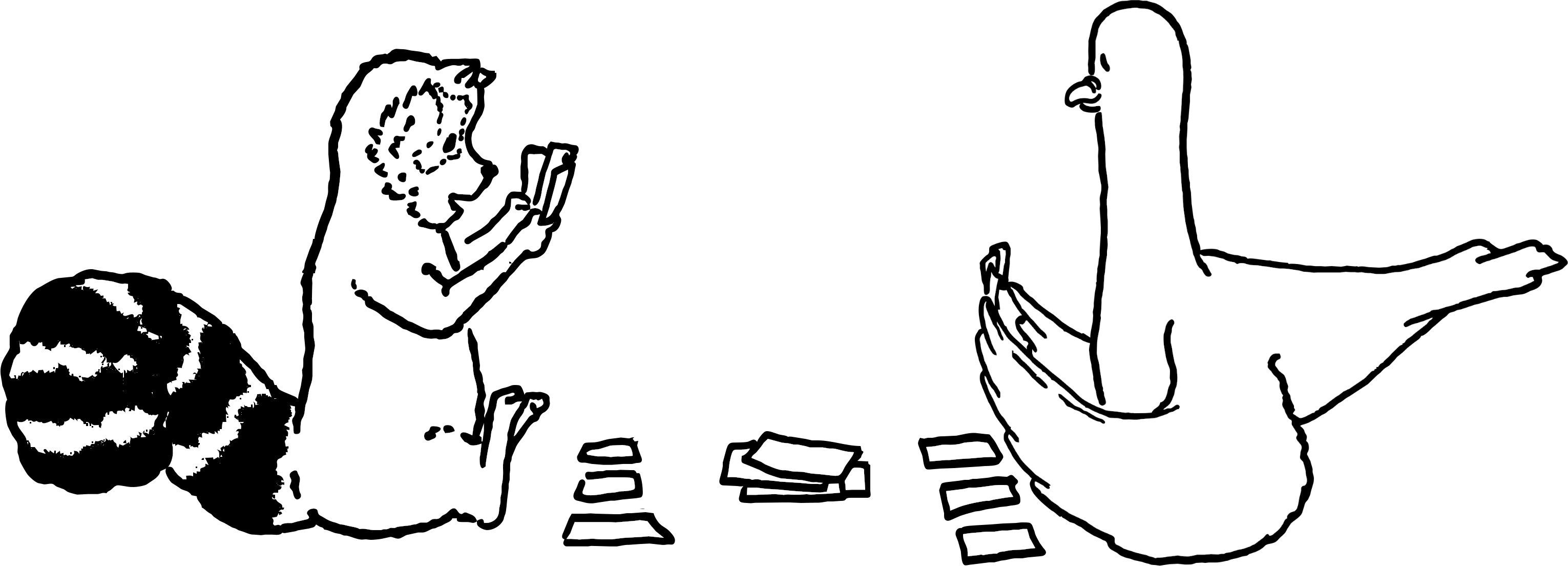 two animals playing cards