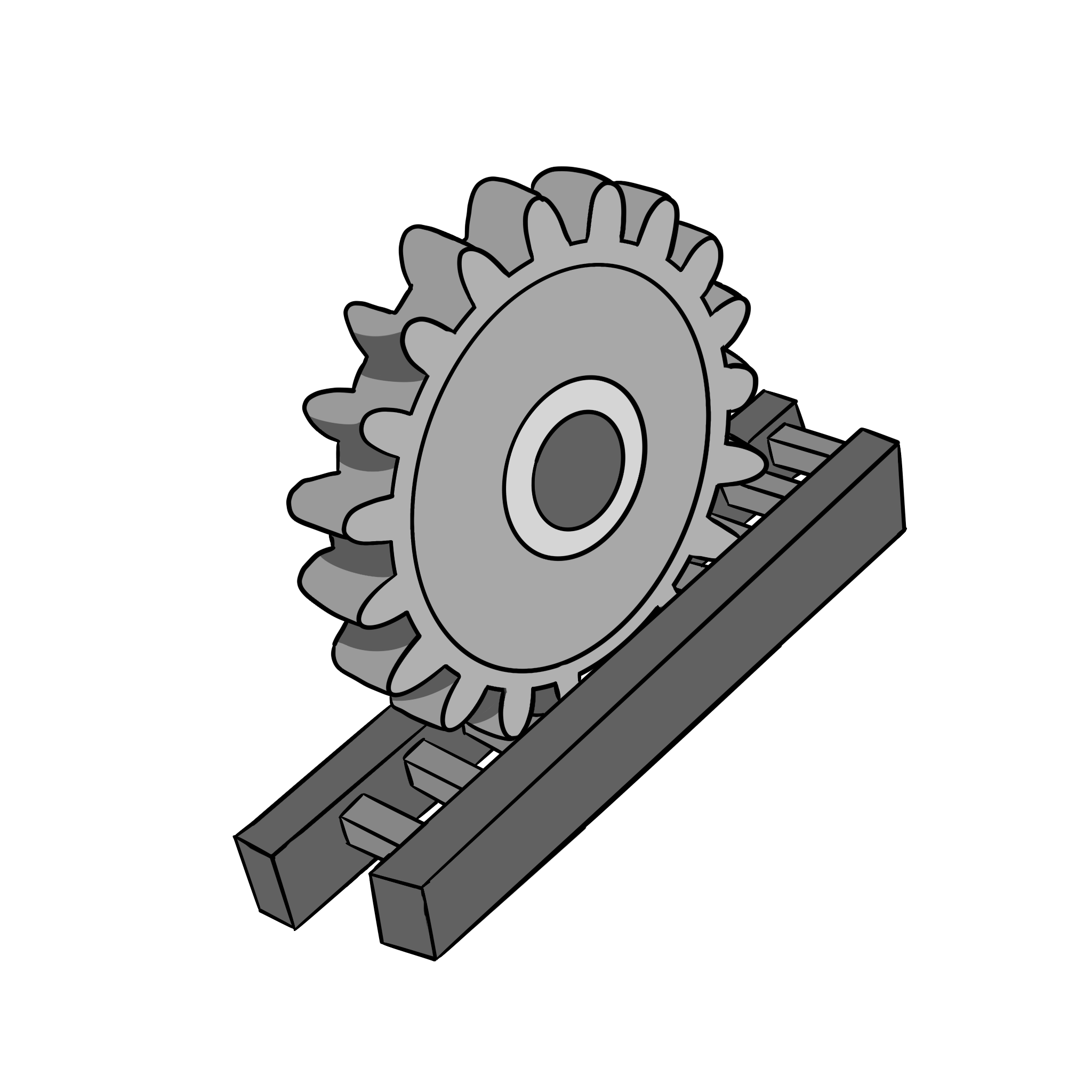 drawing of a rack and pinion gearing system