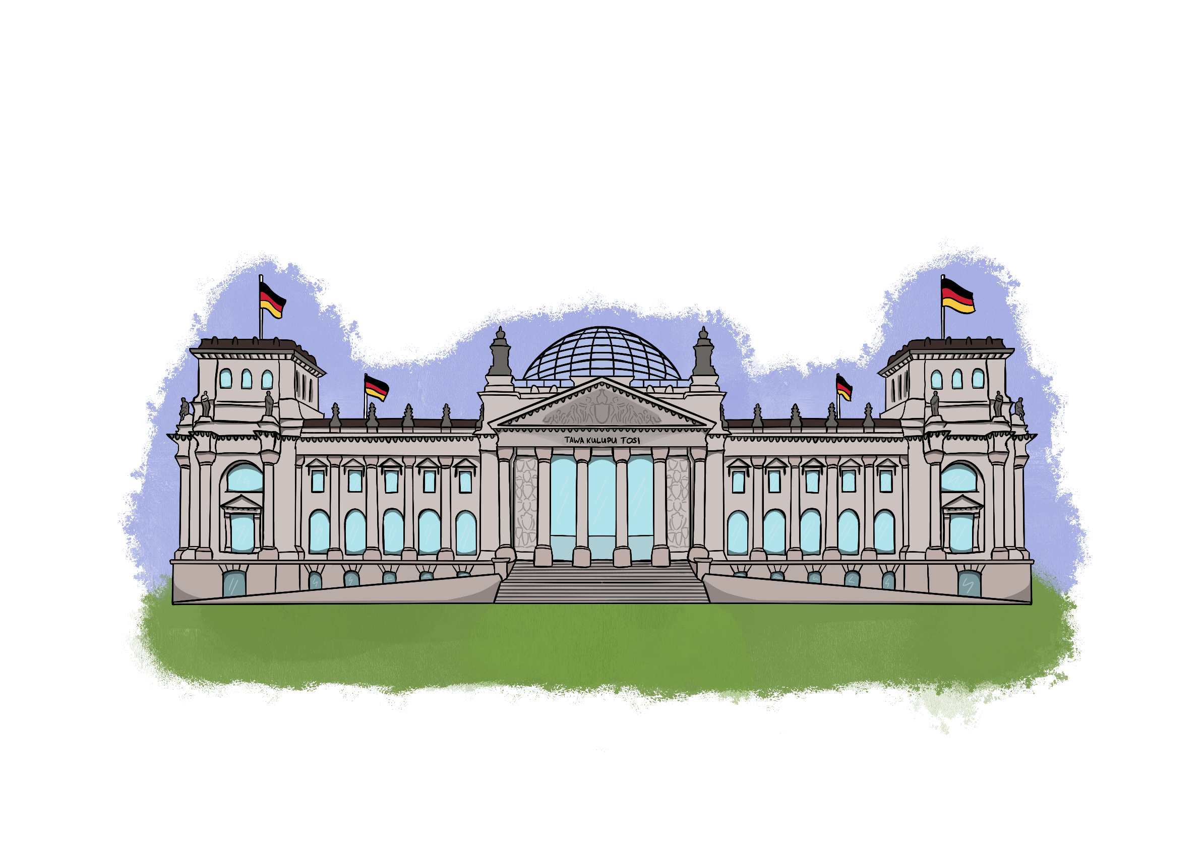 drawing of the bundestag in Germany